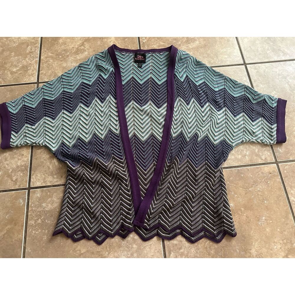 Bebe M L Open Knit Multi Cardigan Sweater Top